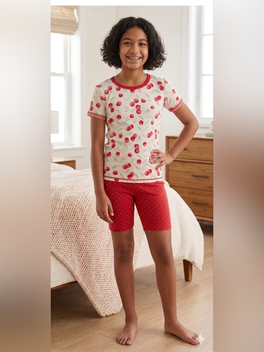 Matilda Jane Girls' Red Cherry Print Short Sleeve Pajama Set - Size 16